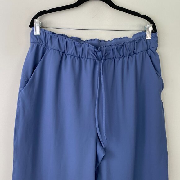 Lululemon Keep Moving Cropped Pants Womens 14 Blue Stretch Hi Rise Pull On Train - Picture 2 of 9